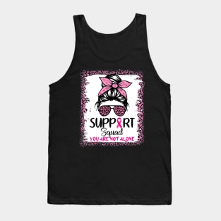 Support Squad Breast Cancer Awareness Messy Bun Leopard Pink Tank Top